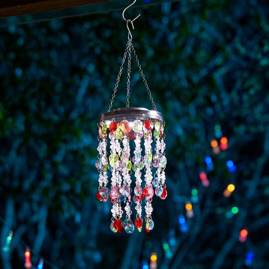 Glitzhome® 18.75" Solar Lit Beaded Wind Chimes, 2ct.
